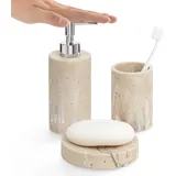 Navaris Badaccessoires-Set Stone, 3-teilig, aus Kunststein