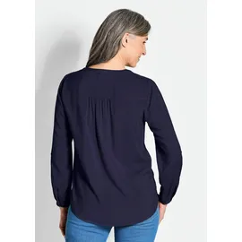 GOLDNER Elegante Viskosebluse mit V-Ausschnitt Blau 42