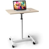 Duronic Laptoptisch, WPS67 Arbeitstisch, Laptoptisch 70 x 48 cm bis 30 kg, Computertisch mit Rollen, Höhenverstellbarer Projektortisch für Beamer, Sitz-Stehtisch Schreibtisch Rolltisch Beistelltisch Sofatisch