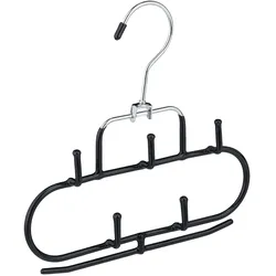 Relaxdays Gürtelhalter 3er Set, 5 Haken, Steg, rutschfest, Accessoires-Bügel, Krawatten, Gürtel, Tücher, Metall, schwarz