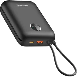 Swissten Swissten, Externer Akku 30000mAh Integrierte USB-C Lightning-Kabel LED-Anzeige, Schwarz - Schwarz