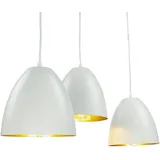 Licht-Erlebnisse Hängelampe Retro Stil Weiß Gold Chrom verstellbar bis 1m 3x E27 Pendelleuchte Wohnzimmer Esstisch,