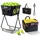 Vevor Tennisballwagen Faltbar, Tennisballkorb für 175 Tennisbälle oder 290 Pickleballs, Klappbarer Ballwagen mit Rahmen aus Kohlenstoffstahl & Tragetasche, Ballkorb mit Rollen für Training, Schwarz
