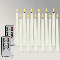 Dixmas LED Stabkerzen mit Fernbedienung, 12er Set Flammenlose LED-Kerzen mit Timerfunktion, Fensterkerzen, für Weihnachtsdeko, Hochzeit
