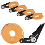 Trutzholm 4x Spanngurt mit Ratsche 6m einteilig 800kg 0,8t orange