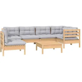 vidaXL Garten-Lounge-Set 7-tlg. grau Kiefernholz