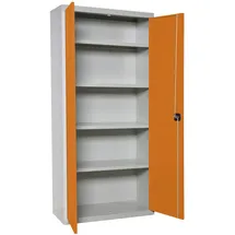 Proregal Stahlschrank Metall 100x180x40 cm Orange-Grau 4 Fachböden