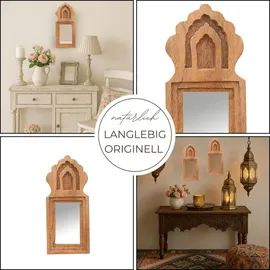Marrakesch Orient & Mediterran Interior 2er Set Wandspiegel Mukana Natur H 22cm × B 10cm × T 3cm - Boho