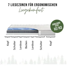 schwarzwaldmarie Hanna 7-Zonen-Wendematratze mit Kaltschaum und druckentlastendem Gelschaum, Größe: 80 x 200 cm, Härtegrad: Soft – Mittelfest (H2/H3)/80