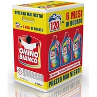 Omino Bianco - Flüssigwaschmittel Color+, speziell für farbige Kleidungsstücke, Technologie speichert Farben und fängt Grau auf, 120 Waschladungen, 2000 ml x 3 Packungen