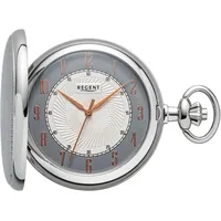 Regent Taschenuhr P729-19477729, (Set, 2-tlg., mit dazu passender Kette), Quarzuhr, Herrenuhr, Acrylglas, Geschenkidee silberfarben