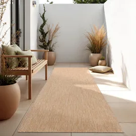 Paco Home Outdoor Teppich, Flachgewebe Einfarbig Modern Wetterfest für Terrasse Küche 60x100 cm, Natur,
