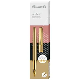 Pelikan Jazz Noble Elegance P36 Gold, Gelb Kartuschenfüllsystem, Blau, Metall, Edelstahl, Medium