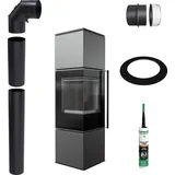 KRATKI REN M/L Kaminofen 7 kW Ø 150 Schwarz Montageset Selbstschließend - Schwarz