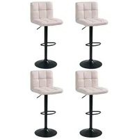 Home4You Barhocker 4er Set, Beige Schwarz - Webstoffbezug -