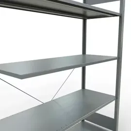 Schulte Lagertechnik Anbauregal Metall 200x130x50 cm grau 5 Böden