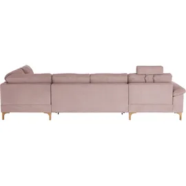 Candy Wohnlandschaft 3C CANDY "Lecce, wahlweise PUR-Schaumstoff oder Tonnentaschenfederkern U-Form", rosa, B:339cm H:86cm T:220cm, 95% Polyester, 5% Nylon, Sofas, Wohnlandschaft, Bettkasten in Umbauecke und Longchair, sowie Querschläfer im 2-Sitzer