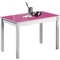 ASTIMESA Fester Tisch Küchentisch, Metall Glas Holz, Fuchsia, 110x70cm