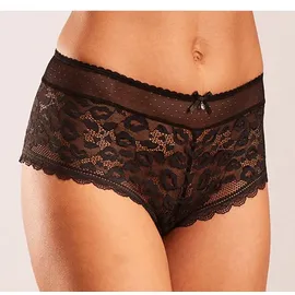 VIVANCE Panty aus Spitze in Leo-Optik und weichem Mesh-Material schwarz 32/34