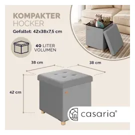 CASARIA CASARIA® Sitzhocker mit Stauraum Samt Grau