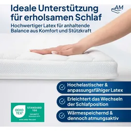 AM Qualitätsmatratzen Premium Latex-Topper 100 x 220 cm weiß