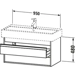 Duravit Ketho 95x44cm, Tau, 2 Schubkästen, wandhängend