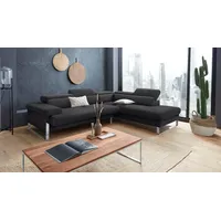 W.SCHILLIG Ecksofa finn, toller Sitzkomfort, L-Form, hochwertige Verarbeitungsdetails, German Design Award 2016, Fußgestell Chrom glänzend, Breite 281 cm schwarz