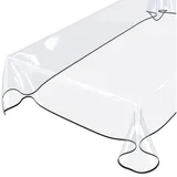 ANRO Tischdecke Tischdecke Klara Transparent Transparent Robust Wasserabweisend Breite, Glatt weiß Rechteckig | 140 cm x 260 cm