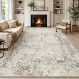 Capslpad Beige Abstraktes Teppich Wohnzimmer 200x300cm rutschfest Waschbarer Weich Schlafzimmer Teppiche Groß Kurzflor Kunstwolle Carpet für Living Room Esszimmer Büro Bereich