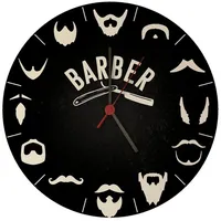 Speecheese Barber Wanduhr mit unterschiedlichen Barttypen Witzige Uhr für