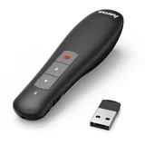 Hama Wireless Presenter „X-Pointer“ mit rotem Laserpointer (Fernbedienung Powerpoint Präsentation 12m Reichweite 2,4 GHz mit Lautstärkeregelung, 3 Tasten zur intuitiven Bedienung, inkl. Batterien)