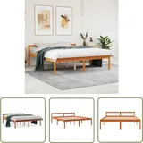 The Living Store Seniorenbett Wachsbraun 160x200 Cm Massivholz Kiefer - Seniorenbett - Holzbett - Kiefernholzbett - Doppelbett - Bettkasten