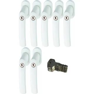 ABUS Fenstergriff ABUS FG200 Weiß, Braun, Silber, SB abschließbarer Fenstergriff, 7er Set weiß, abschließbar, Kindersicherung weiß