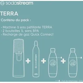 Sodastream Terra white +  2 PET-Flaschen 1 l + Zylinder