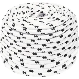 vidaXL Bootsseil Geflochten Weiß 8 mmx25 m Polyester