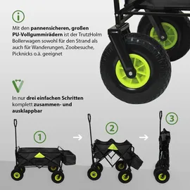 Trutzholm Bollerwagen faltbar mit Sonnendach grün/schwarz