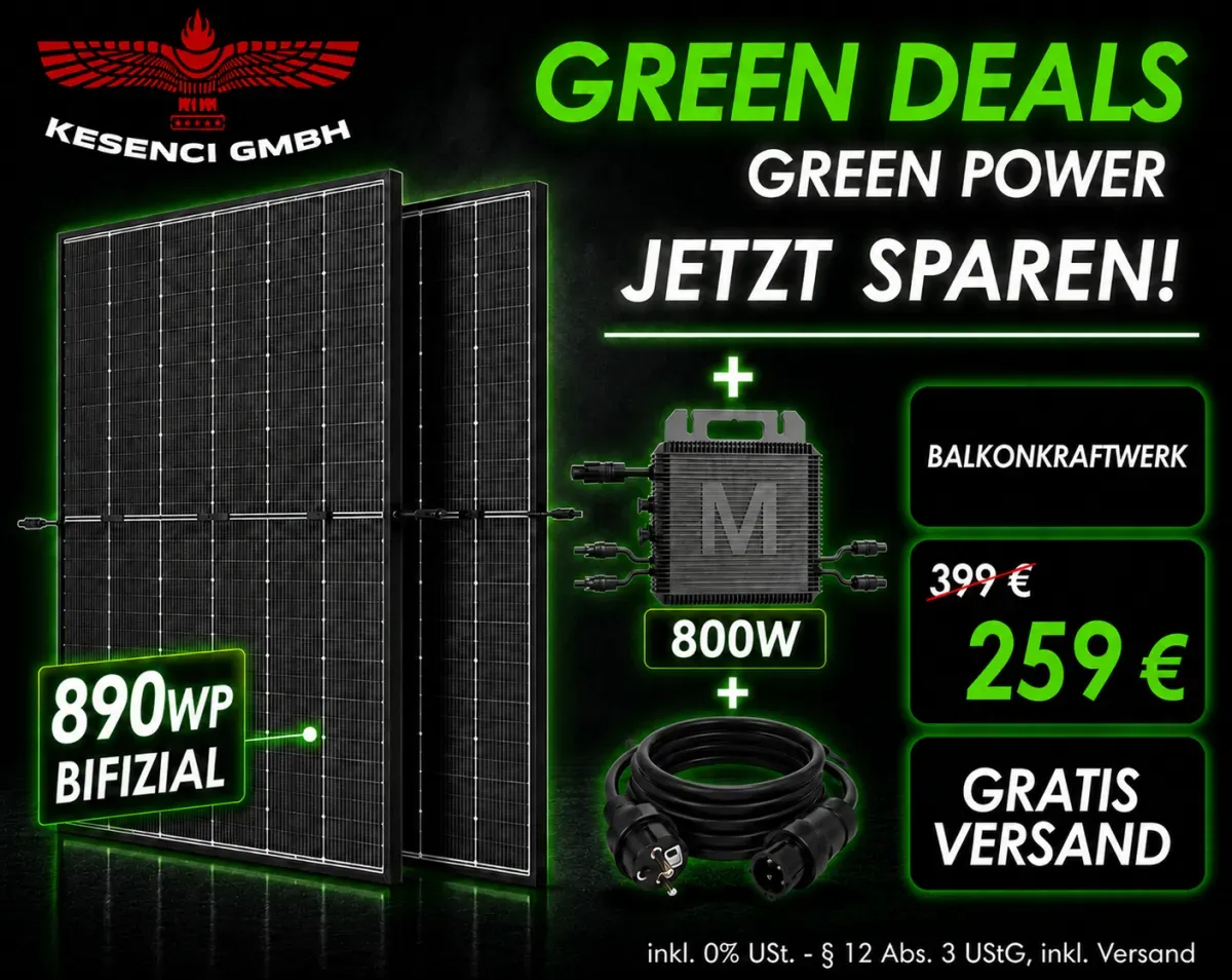 Balkonkraftwerk 890Wp 2x Trina Solar 445W Bifizial + 800W Marstek Wechselrichter