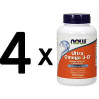 (360 g, 263,58 EUR/1Kg) 4 x (NOW Foods Ultra Omega 3-D with Vitamin D-3 - 90 so