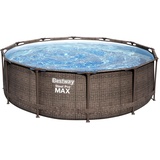 Steel Pro MAXTM Frame Pool-Set, 366x100cm, rund, Rattan mit und ohne Wärmepumpe