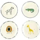 CreaTable Tellerset Safari mehrfarbig Steinzeug D: ca. 21 cm - Mehrfarbig