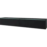 veneti P & B Lowboard 180x30 cm Schwarz Holzwerkstoff