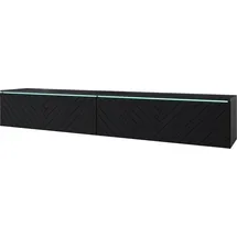 veneti P & B Lowboard 180x30 cm Schwarz Holzwerkstoff