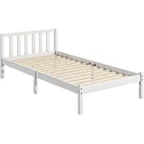 Homcom Bettrahmen Holzbett mit Lattenrost, 208 x 96 cm Bettgestell mit Kopfteil, Einzelbettgestell für Schlafzimmer,