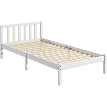 Homcom Bettrahmen Holzbett mit Lattenrost, 208 x 96 cm Bettgestell mit Kopfteil, Einzelbettgestell für Schlafzimmer,