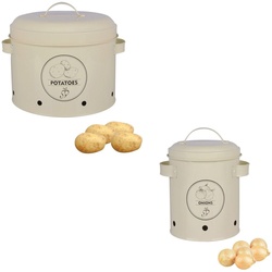 Rivanto Vorratsdose, Metall, (Set, 2-tlg), für Kartoffeln und Zwiebeln Set: Kartoffeldose und Zwiebeldose beige beige