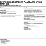 Pfister Nikotinsperre Wandfarbe Decke Isoliergrund Sperrgrund Weiss Matt 2,5l