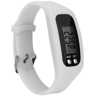 Sport Laufen Silikon Schrittzähler Kalorien Schrittzähler Digitaluhr Armband-Weiß