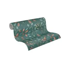 A.S. Création Vliestapete Floral Blattmuster Aquarell Grün Petrol Braun 0,53 x 10,05 m 39745-4