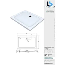 Glaszentrum Hagen - Acryla' 90x75x5 Cm Flache Duschtasse Weiß Rechteck