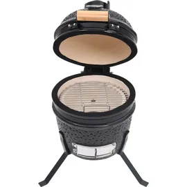 vidaXL 2-in-1 Kamado-Grill Smoker Keramik schwarz